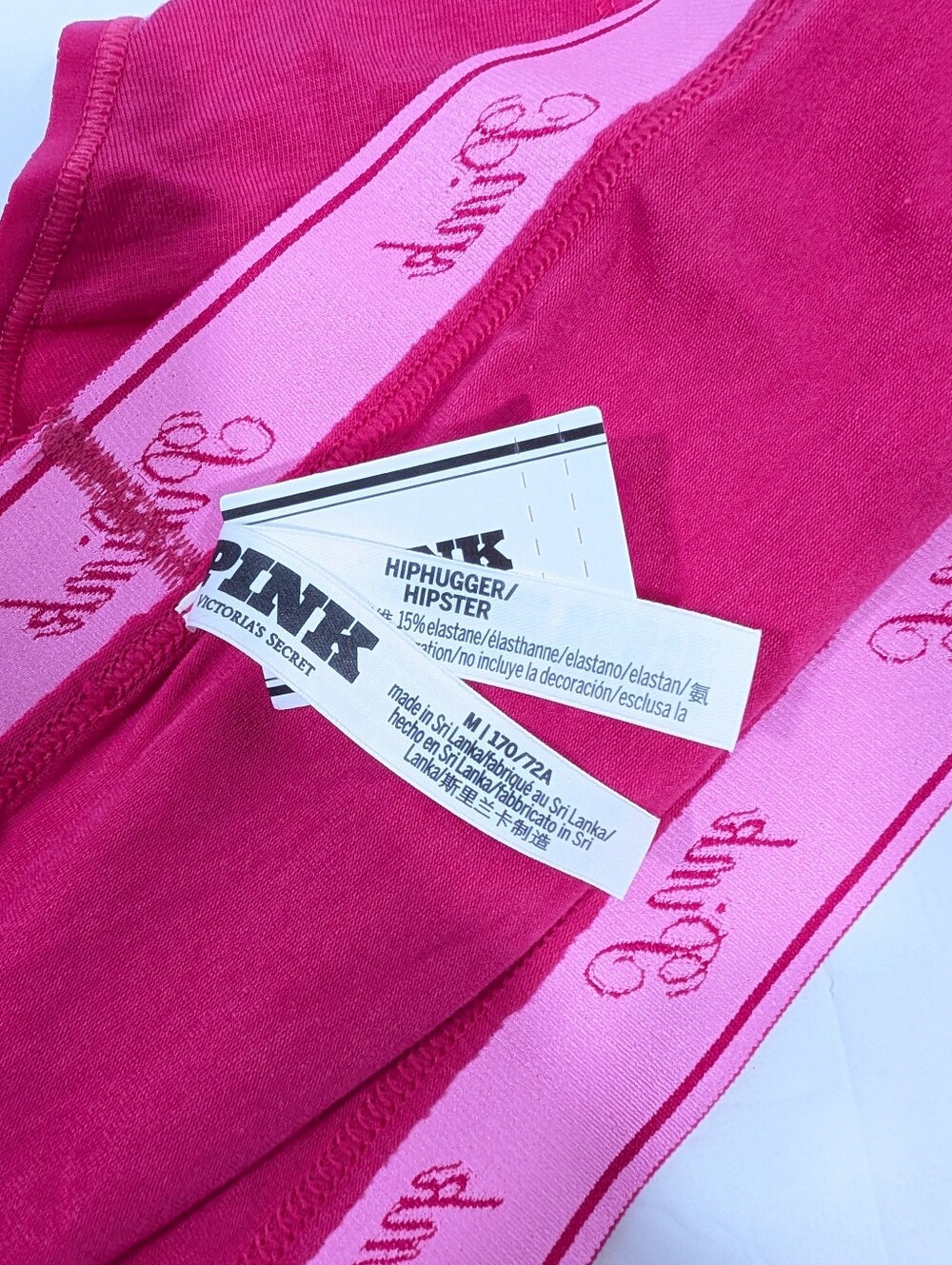 Victoria's Secret Pink Logo Cotton Hiphugger Medium VS Women Panty cherry 7jgn - Picture 8 of 8